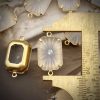 Frosted Sunburst Camphor Glass Rectangle Connector with Swarovski - 24mm (2 Pieces) - Image 2