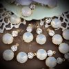 Milky White Opal and Swarovski Crystal Vintage Pendant Charm Drop - 16mm (4 Pieces)