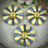 Light Sapphire Cat Eye 70s Daisy Flower Pendant - 33mm (1 Piece)