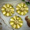 Lemon Yellow Cat Eye 70s Daisy Flower Pendant - 33mm (1 Piece)