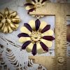 Dark Amethyst Purple Cat Eye 70s Daisy Flower Pendant - 33mm  (1 Piece) - Image 2