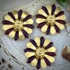 Dark Amethyst Purple Cat Eye 70s Daisy Flower Pendant - 33mm  (1 Piece)