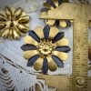 Vintage Gunmetal Dark Gray Cat Eye 70s Daisy Flower Pendant - 33mm (1 Piece) - Image 2