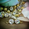 Swarovski Crystal Earring Studs With Loops - Raw Brass / Surgical Steel Post - 5mm stone - 2 pair (4 Pieces)
