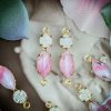 Pink / White Givré Marquis Connectors with Swarovski White Givré Crystal Accent - 21mm - 4 Pieces