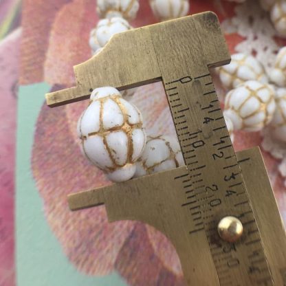 Vintage Opaque White with Gold Detailing West German Beads - 16mm x 11mm - Strand of 25 Beads - Image 2