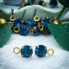 Swarovski Montana Blue Earring Studs With Loops - Surgical Steel Post - 5mm stone - 2 pair (4 pieces)