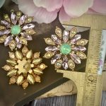 Vintage Light Rose and Seafoam Opal Rhinestone Peacock Daisy Flower Pendant / Drop - 33mm - 1 Piece - Image 2