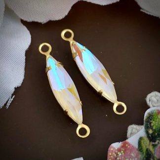 Flashy White / Yellow / Orange 'Mango' Long Skinny Marquis Connectors - 21mm - 4 Pieces