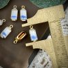 Vintage White / Sapphire Moonglow 2 Tone Givré Rectangle Rhinestone Drops / Charms - 13mm - 4 Pieces - Image 2