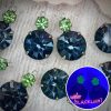 Vintage Swarovski Vitrail Medium Green / Blue And Peridot Uranium Glass UG Drops in Silver - 19mm - 2 Pieces