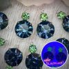 Vintage Swarovski Vitrail Medium And Peridot Blue/Green Uranium Glass UG Color Shift Connectors in Silver - 21mm - 2 Pieces
