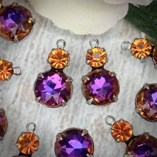 Gorgeous Swarovski Sun & Flashy Purple Drops / Charms - 16mm - 2 Pieces