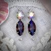 Vintage Swarovski Heliotrope and Crystal AB Rhinestone Marquis Connectors / Links in Silver Tone - 20mm - 4 Pieces