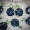Vintage Swarovski Vitrail Medium Green / Blue And Peridot Uranium Glass UG Drops in Silver - 19mm - 2 Pieces - Image 3