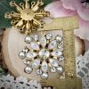 Vintage White Moonglow, Crystal, and Faux Pearl Big Unique Rhinestone Pendant - 42mm - 1 Piece - Image 2