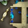 Swarovski Capri Blue and Blue / Green Embellished Marquis Drops / Charms in Gold Tone - 29mm - 2 Pieces - Image 2