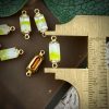 Vintage Lime Green And White Two Tone Givré Connectors / Links - 15mm -4 Pieces - Image 2