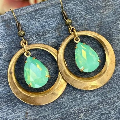 Vintage Raw Brass Beveled Hoop Findings - 29mm - 2 Pieces - Image 3