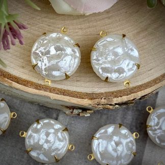 Vintage Large ‘Baroque Pearl’ Connectors Faux Pearl Luster Coated Glass - 20mm - 2 Pieces