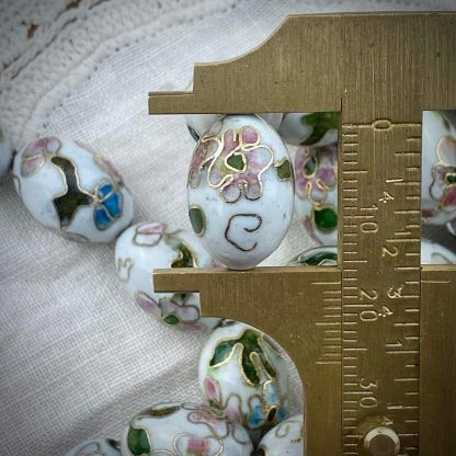 Vintage Gorgeous Large White Cloisonné Beads - 18x13mm - 2 Pieces - Image 2