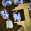 Light Amethyst / Lilac Crystal Rhinestone Rectangle Drops / Charms / Pendants Silver Plated - 21mm - 2 Pieces - Image 2