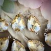 Shimmery Luster Champagne Teardrop Rhinestone Crystal Connectors / Links - 24mm - 2 Pieces