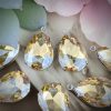 Shimmery Luster Champagne Teardrop Rhinestone Crystal Charms / Pendants / Drops - 22mm - 2 Pieces