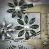 Matte Black Diamond and White Faux Pearl Silver Plated Rhinestone Daisy Pendants - 33mm - 1 Piece - Image 2