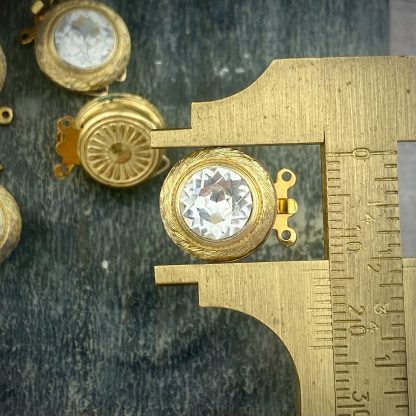 Gold Plated 2 Strand Box Clasps Dentelle Cut Swarovski - 14mm - 1 piece - Image 2