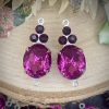 Vintage Swarovski Fuschia And Amethyst Rhinestone Connectors - 24mm - 2 pieces