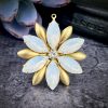 Milky White Opal 12 Petal Flower Pendants - 39mm - 1 Piece