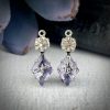 Vintage Light Amethyst Faceted Diamond Drops With Silver Leaf In The Crystals - 19mm - 2 pieces