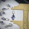 Vintage Light Amethyst Faceted Diamond Drops With Silver Leaf In The Crystals - 19mm - 2 pieces - Image 2