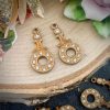 Vintage Western German Raw Brass Solid Swarovski Crystal Round Drops - 20mm - 2 Pieces - Image 3