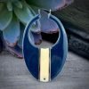 Navy Blue And Cream Enameled Oval Hoop Drop - 54mm - 1 Piece - Image 4