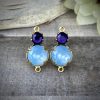 Purple Velvet And Milky Light Sapphire Opal Connectors / Links - 18mm - 2 Pieces - Image 3