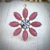 Vintage Rose Moonglow And Swarovski Lavendel Daisy Pendant - 33mm - 1 Piece