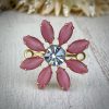 Vintage Rose Moonglow And Swarovski Lavendel Daisy Connectors - 30mm - 1 Piece