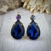 Montana Blue And Swarovski Starlight Large Teardrop Drops / Pendants - 27mm - 2 Pieces