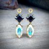 Swarovski Dark Indigo and Crystal AB Cutie Little Marquis Drops - 17mm - 4 Pieces