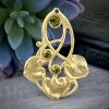 Big Art Deco/Art Nouveau Swirly Water Lily Vine Focal Embellished With Swarovski Olivine - 62mm - 1 Piece
