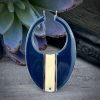 Navy Blue And Cream Enameled Oval Hoop Drop - 54mm - 1 Piece