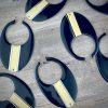 Navy Blue And Cream Enameled Oval Hoop Drop - 54mm - 1 Piece - Image 3