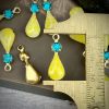 Vintage Lemon Matrix Cadmium Glass And Swarovski Blue Zircon Teardrop Drops UV Reactive - 23mm - 2 Pieces - Image 2