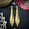 Ornate Long Skinny Raw Brass Teardrop Drop Stampings - 32mm - 4 Pieces