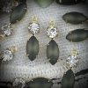 Vintage Matte Black Diamond Gray and Swarovski Crystal Drops / Charms - 19mm - 4 Pieces