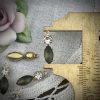 Vintage Matte Black Diamond Gray and Swarovski Crystal Drops / Charms - 19mm - 4 Pieces - Image 2