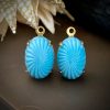 Opaque Turquoise Pinwheel Spiral Textured Drops - 15mm - 2 Pieces