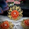 Celluloid Rose Filigree Components - 32mm - 1 piece